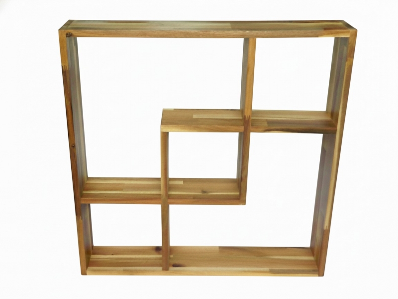 Acacia wood stylish square wall shelf
